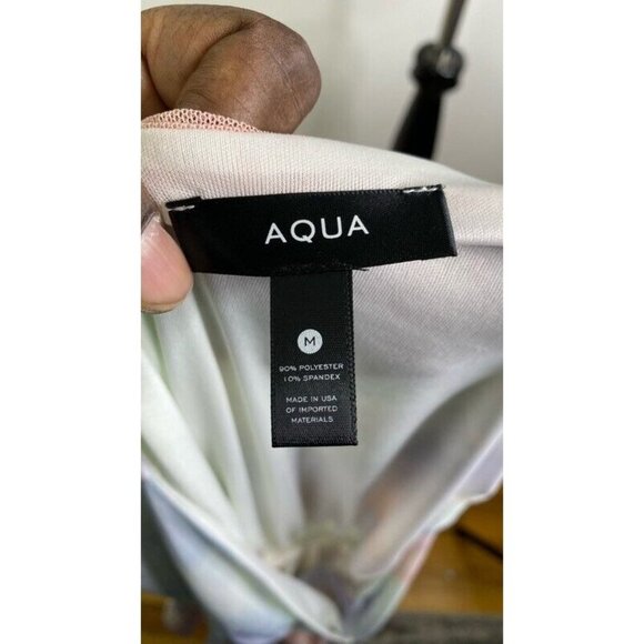 Aqua Womens Overlay‎ Faux Wrap Dress Pink Tie Dye Stretch V Neck Ruched M New - Picture 6 of 10